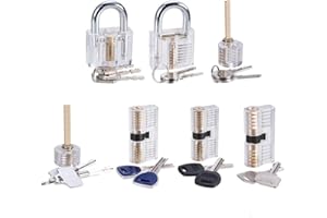 Loboo Idea 7-częściowy zestaw zamków treningowych dla początkujących i profesjonalnych ślusarzy, 7-pak przezroczystych kłódek, profesjonalny zestaw narzędzi do otwierania zamków do treningu i ćwiczeń