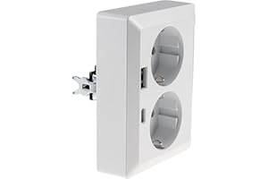 CHILITEC MILOS Schutzkontakt-Steckdose 2-fach Doppel Steckdose 1 auf 2 Unterputz Einbau in einer UP-Dose 250V~/16A mit USB-A USB-C PD Weiß