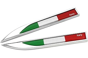 PTDecals 1 paio di adesivi con bandiera italiana italiana italiana IT in metallo 14.7cmx2cm grafica distintivo per veicolo motore auto parafango laterale bagagliaio portellone posteriore, finestra