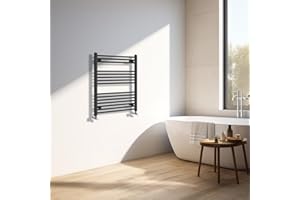 NRG Black Heated Towel Rail Straight Designer Bathroom Radiator - 800×600mm