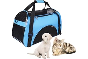 ITODA Sac de Transport Chien Chat en Oxford Sac à Main des Animaux de Compagnie par Avion et Voiture Respirant Lavable et Pliable pour Petit Animaux Chaton Chiot Lapin et Autres Animaux
