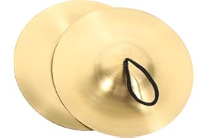 Vaguelly 1 Pair Hand Cymbals, 6 Inch Small Marching Cymbal, Metal Finger Zills with Band Percussion Instrument for Adults, Kids, Party