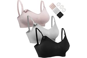 HOFISH Schwangerschafts- und Still-BH (Mehrfachpack) – Nahtloses Schlaf-Bralette ohne Bügel mit zusätzlichen BH-Verlängerungen & Clips