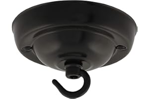 ElekTek Rosone da soffitto con gancio diametro 108 mm Finiture metallizzate colori verniciati a polvere per lampade a sospensione e lampadari Nero Jet