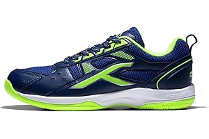 Hundred Raze Non-Marking Professional Badminton Shoes for Kids/Junior, Material Upper: Polyester, Sole: Rubber, Suitable for Indoor Tennis, Squash, Table Tennis, Basketball & Padel