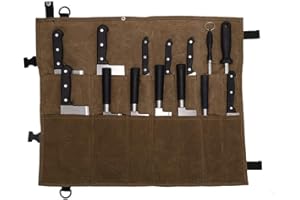 XITVVyg Knife Roll Bag,14 Slots Chef Knife Bag,Heavy Duty Knife Bags for Chefs,Waxed Canvas Chef Knife Roll Bag, Knife Carrying Case for Home Kitchen Traveling