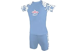 Kidz Swimmers Girls UV Sun Protection Rash Vest and Swim Shorts UPF 50+ Placid Blue