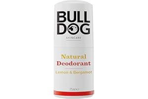 BULLDOG SKINCARE Lemon and Bergamot Roll On Natural Deodorant For Men 75 ml with Natural Fragrance Vegan Approved