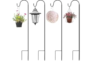 Ovker Ganchos de Pastor para Jardín, 120cm Ganchos de Estaca para Jardín de Metal, Gancho de Pastor Soporte para Comederos de Pájaros, Luces de Navidad, Cestas de Plantas de Bodas Colgar(4piezas)