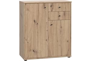 FORTE TEMPRA 2 Kommode mit 2 Türen und 2 Schubladen, Holzwerkstoff, Artisan Eiche Dekor, (B x H x T) 73,7 x 85,5 x 34,8 cm