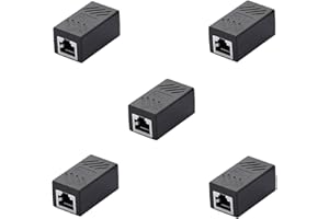 iYueMps 5Pcs RJ45 Coupler, RJ45 Female to Female Ethernet Extension Adapter Network Connector Ethernet Coupler for Cat6/Cat5e/Cat5,Female to Female - Black
