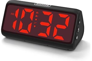 Väckarklocka, digital batteridriven och nätdrift, digital väckarklocka med stor LED-display, 4 ljusstyrkenivåer, 4 volymnivåe