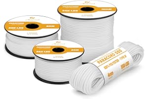 Abma Cord Paracord 4mm 15m Cuerda Paracord 550 Tipo III 7 Hebras para Al Aire Libre, Supervivencia, Camping, Bricolaje - MAX. 250 kg - Blanco