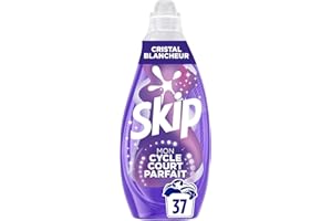 Skip - Lessive Liquide - Cycle Court Cristal Blancheur - Ravive le blanc et combat le jaunissement - Résultat optimal en cycle court - 37 Lavages
