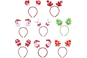 Feelava 8 Pack Christmas Headband Xmas Santa Claus, Snowman, Reindeer, Christmas Tree Hair Hoop Hair Band, Assorted Headwear for Christmas Party Fancy Dress Decoration