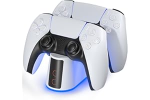 IFOLLOWER Ladestation für PS5 Controller mit Einstellbarem RGB Licht, 2 Stunden Schnellladung Ladestation Schnelllade, Click-in-Design, LED-Anzeige Intelligenter Sicherer Ladeschutz für PlayStation 5