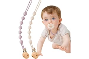 BebeCalin Baby Dummy Clip Girls - 2 Pcs Pacifier Clips and Soother Clips - Silicone Dummy Holder & One-Piece Soother Chains for Babies & Newborns