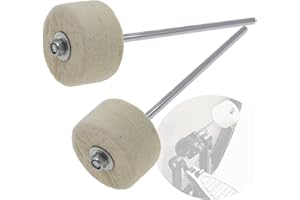 Cheerock 2pcs White Felt Bass Drum Pedal Beater, 180mm Double Kick Drum Pedals Beater, Stainless Steel Handle Bass Drum Pedal Beater, Drum Percussion Parts Accessories