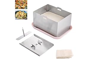 Kensbro Prensa de tofu de acero inoxidable 304 con prensa de tofu y bandeja de goteo, prensa de queso multifuncional para vegetarianos o amantes del tofu, sin BPA y apta para lavavajillas (16 x 12 x 9