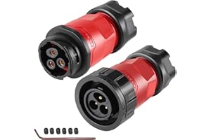 CNLINKO YM-20 3 PIN Screw Lock Waterproof Connector IP68 Circular Connector PBT Plastic Shell Quick Plug Aviation Connector M20 Male Plug and Female Plug (3-Pin)