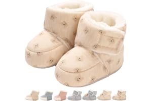MONSTOYO Patucos Bebé Niña Niño Invierno Zapatos Primero Pasos Antideslizante Termicos Forro Botas Recién Nacido Booties de Porteo Algodon Botines Calcetines Zapatillas Casa Blanda 0-18 Meses