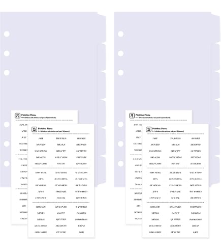 Veemoon Intercalaires A5 à 6 Trous En Plastique Amovibles