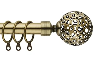 BOOM JOG Curtain Poles Extendable Curtain Pole 70 cm to 210 cm Brass Gold Ball Finials 28" to 84" Adjustable Curtain Track Includes Rods,Finials,Brackets,Rings & Fitting sets