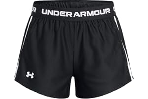 Under Armour Girls' Tech Play Up Short, Girls' Running Shorts with Shaped Hem and Open-Hand Pockets, Breathable and Fast-Drying Gym Shorts Black YXL
