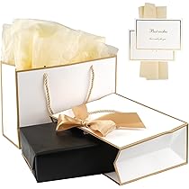 Set 2 Sacchetti Regalo Di Carta Con Manico – Nero Con Bordo Dorato, 28x20x10 Cm, Con Biglietti E Carta Vellina