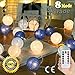 Produktbild LED Llichterkette mit Kugeln aus Baumwolle, Morbuy Innen Batterie Dekoration Fernbedienung 8 Modi Kinderzimmer Licht Festlich Hochzeiten Festakt Weihnachten (Blaue Art, Batterie stil- 5m / 50LED)