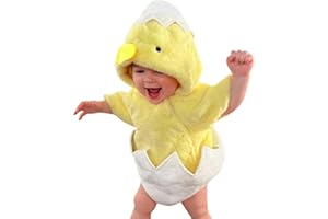 TTNTTR Baby Ostern Strampler Kostüm Mädchen Jungen Huhn Strampler Kostüm Schuhe Outfits Set Winter Cosplay Baby Fleece Hut Tieroverall Säuglings Party Verkleidung