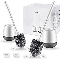 Compact Plastic Toilet Bowl Brush And Holder For Bathroom Storage, Sturdy, Deep Cleaning (Gray) (Gray