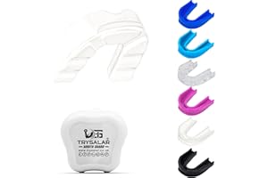 TrySalar Sports Premium Mouth Guard Slim Fit for Boxing Women Youth Junior Mouldable Mouthpiece Boil and Bite Braces Gum Shield with Case MMA Hockey Rugby Basketball Judo Karate(White, Junior)
