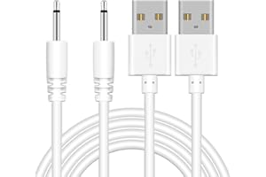 RIPEFUN 2PCS Charging Cables, Fast-Charging Replacement Wand Charger, 80cm(2.6ft) Portable USB to 2.5mm DC Vibrator Charger, Suitable for Wireless Bluetooth Vibrator, Wand Vibrator, Long-term Use (White)