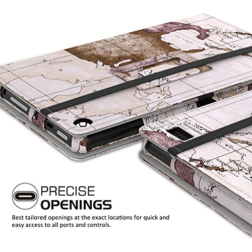 MoKo Fire 2015 7 Zoll Hülle – Kunstleder Ständer Schutzhülle Smart Cover mit Stift-Schleife und Stanfunktion für Amazon Fire Tablet (Vorherige 5th Generationeration – 2015 Modell) Tablet, Map B112 - 2