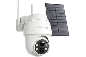 COOAU 4MP Camera Surveillance WiFi exterieure sans Fil - 365 Jours avec Panneau Solaire avec Batterie Rechargeable - 2.5K | 360° Panoramique | 4 LED | Cryptage des données