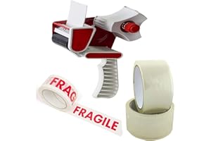 CRYSTAL MAILING Tape Gun Dispenser 2" Or 3" Inch with Clear Or Fragile Tapes 48mm x 66M Heavy Duty Packaging