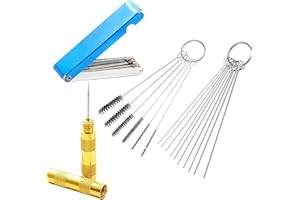 PSFYRN 4 Set Carburetor Cleaning Brush Set,Carburetor Cleaning Kit, Carburetors Carbon Dirt Jet Remove Cleaner,Stainless Steel 13 Cleaning Wires Set + 5 Nylon Brushes + 10 Cleaning Needles + 1 Pick