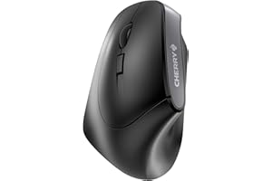 CHERRY MW 4500 LEFT, Mouse Verticale Ergonomico per Mancini, Senza Filo (Radio a 2,4 GHz), Risoluzione Regolabile a 3 Livelli fino a 1200 Dpi, Batterie, Schwarz