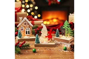 Homorro 3 Pièces Decoration Noel Centre De Table Bougeoir Décoration Christmas Interieur Chandelier Noël Bois Accessoires Intérieure pour Table Bureau