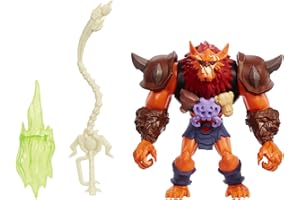 MASTERS OF THE UNIVERSE He-Man i władcy wszechświata Bestia Figurka Deluxe (ok 14 cm) z funkcją ataku i 2 akcesoriami, inspirowana serialem animowanym Netfliksa, zabawka kolekcjonerska dla dzieci od 4 roku życia, HDY36