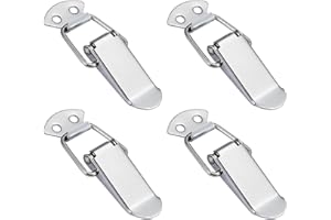Leliafleury 4PCS Spring Loaded Toggle Latch Stainless Steel Tension Clasp Spring Lock Hasp Catch Duck Billed Buckles for Toolbox Drawer Cabinet Case Closet, Medium, 90mm Length