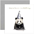 Old English Co. Panda Happy Birthday Card for Her - Fun Pandastic Party Hat Birthday Card for Mum, Dad, Daughter, Son - Gold Foil Birthday Card for Women and Men | Blank Inside with Envelope