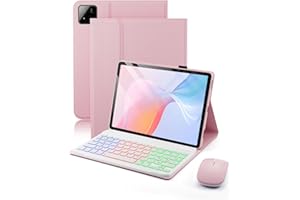 MICROTUNK Clavier Souris Coque pour Xiaomi Pad 7/Pad 7 Pro(2024)/ Xiaomi Pad 8/Pad 8 Pro (2025) 11.2 Pouces Étui avec Bluetooth sans Fil Français (AZERTY) Rétroéclairé Clavier Protection Backlight Keyboard Case