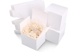 UWOBEFO 10 Pezzi Scatole Regalo Cartone Bianche, 8 x 8 x 8 cm Scatole per Bomboniere, Fold Scatola di Carta, Scatole Regalo Mini Piccole, con coperchio, Facile Assemblaggio, per Feste, Compleanni, Matrimonio