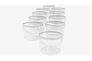 ‎MARMOS-PLAST MARMOS-PLAST 10 x 5 Liter Eimer Set transparenter Kunststoffeimer mit Deckel stapelbarer Milch-/Vorratseimer Honigeimer Behälter Lebensmittelfreigabe Lebensmittelechte Leereimer für Mehl Wassereimer