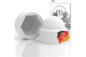 PD® Sechskant Schutzkappen M8 (Schlüsselweite 13) | Abdeckkappen für Schrauben Weiß aus Kunststoff | Langlebige Abdeckkappen für Muttern & Schraubenkopf | Schraubenabdeckung Weiss | 50 Stück