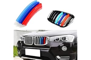 JKGROUP Clip -In Grill Inserts Grille Cover Stripes compatible with X3 X4 F25 F26 2011-2017 7 Grilles Beams Bars M Power Sport Tech Performance Styling Tuning