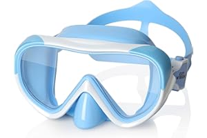 ‎EXP VISION Kinder Taucherbrille, Kinder-Schwimmmaske 180° Anti-Fog-Tauchmaske, Kinder-Schwimmbrille mit Nasenabdeckung Auslaufsichere Schwimmbrille Anti-Shattered Lens für Jugendliche 4-15
