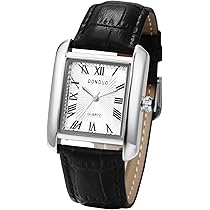 JewelryWe Coppia di orologi vintage partner amicizia cinturino in pelle orologio analogico al quarzo orologio da polso classico rettangolare orologio